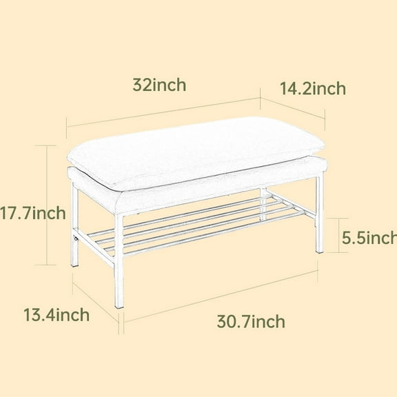 Metal Legs Bench With Linen Upholstery And Shelf, Black Color, Suitable For Various Rooms Modern Entryway Shoe Storage Legs, Black, Bedroom, Living Room, Dining Room Use