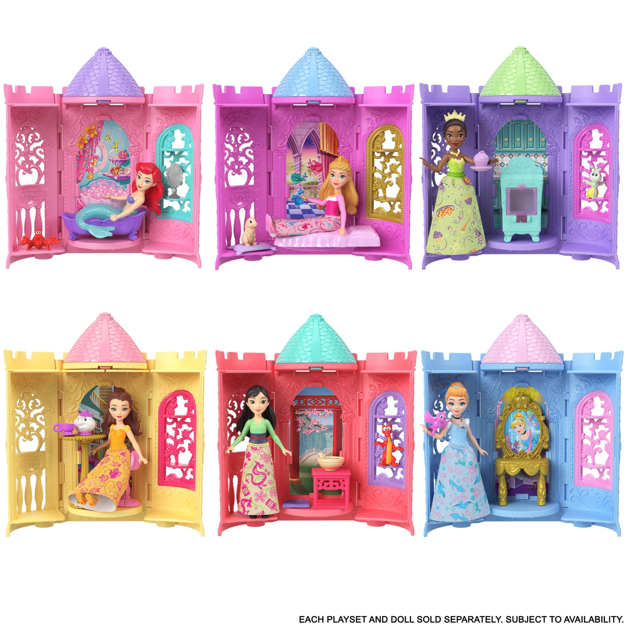 Disney Princess Tower Surprise Small Dolls & Stacking Playsets with 5 Surprises (Styles May Vary)