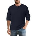 thumbnail image 2 of AnuYalue Long Sleeve Henley Shirt for Men Lightweight Crew Neck T-Shirt Button Up Outdoor Sweatshirt Solid Color Tops, 2 of 10
