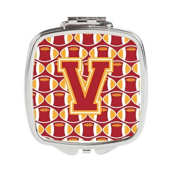 Letter V Football Cardinal & Gold Compact Mirror