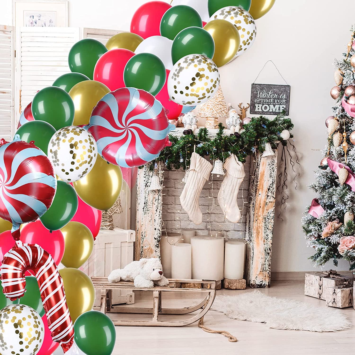 121 Pcs Christmas Balloons, Merry Christmas Balloon Garland Arch Kit ...