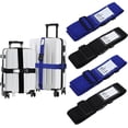 thumbnail image 1 of Juego de 4 correas ajustables para maleta con etiqueta de identificación, accesorios de viaje, correa para maleta para cierre seguro, 1 of 5