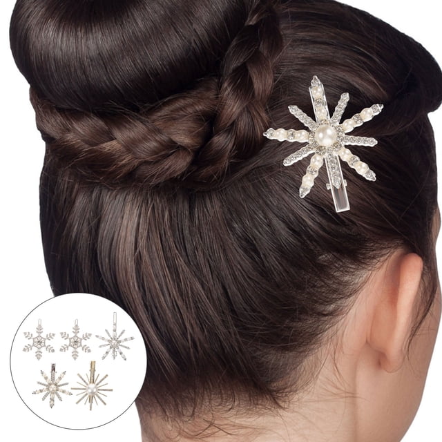 OULII 5 Pcs Barrettes Délicates Accessoires Épingle à Cheveux Argent pour Femmes en Forme de Fleur