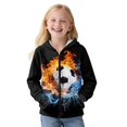 thumbnail image 2 of FKELYI Vintage Fire Soccer Splatter Water Print Zip-Up Front Hoodie Kids Long Sleeve Sweatshirt Jacket Boys Cosy Fall Winter Clothes with Pockets 7-14 Years, XL, 2 of 6