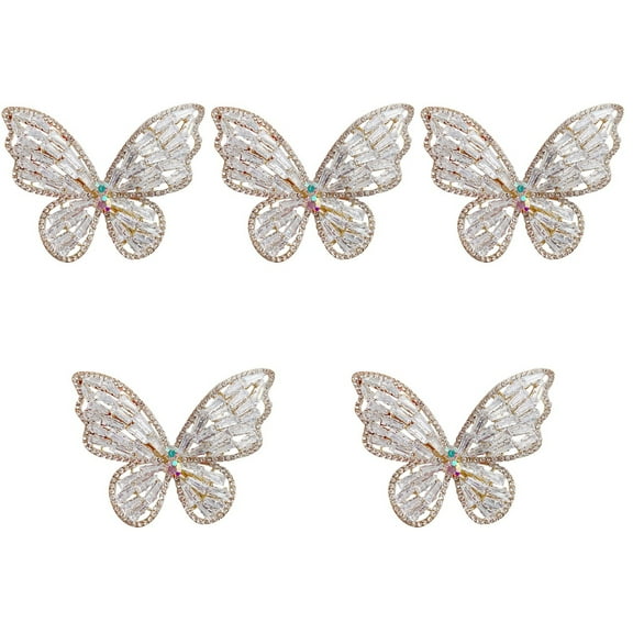 unbranded 5pcs Women Stylish Rhinestone Butterflies Hairpin Hair Clip Hair Accessories