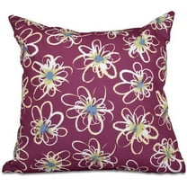 Simply Daisy 16" x 16" Penelope Floral Geometric Outdoor Pillow, Purple