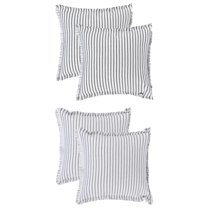 Unique Bargains 4 Pcs Classical Striped Throw Pillow Cover Black/Grey 20" x 20"
