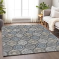 thumbnail image 4 of HomeRoots 677078 5 x 8 ft. Gray Navy Blue & Beige Ogee Washable Machine Made Rectangle Area Rug with UV Protection, 4 of 8