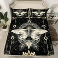 thumbnail image 2 of jejeloiu Boho Bohemian Style Full Size Sheets,Wild Animal Moth Bed Sheets,Beige Black Sheet Sets For Teens,Luxury Bedroom Decor,4 Pieces, 2 of 7