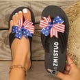 thumbnail image 6 of Dakaela Womens Arch Support Flip Flops Ladies Flag Bow Comfortable Yoga Mat Cushion Walking Thong Sandals for Vacation Shopping Blue 6.5, 6 of 8