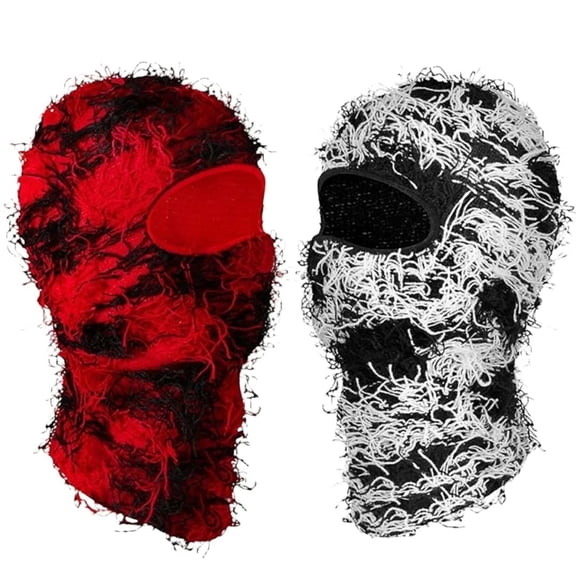 2 Pack Distressed Balaclava Knitted Balaclava Windproof Face Mask Cool Cold Weather Full Face Ski Mask