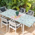 thumbnail image 2 of Easter Table Cloths for 8 Foot Rectangle Tables, Spring Rabbits Ears Feet Flowers Wooden Grain Patio Waterproof Elastic Fitted Tablecloths, Washable Rectangular Table Cover for Camping, 2 of 8