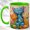 Green, variant on Geometric Cat Trio Coffee Mug, Colorful Pet Mug, Ceramic 11 oz