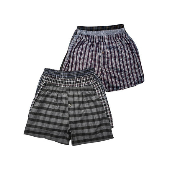 6 Pack Men's 100% Cotton Boxer Shorts Premium Cotton Random Mixed Color Pack Woven Relaxed Fit Underwear Elastic Waist Button Fly Pouch Menswear