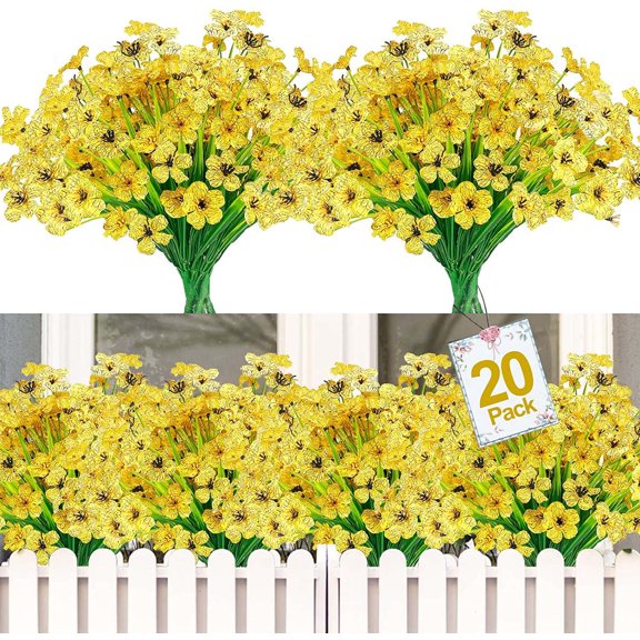 Twoworld 20 Bundles Artificial Flowers Fake Flowers UV Resistant Indoor Outdoor Flowers for Home Garden Window Box Decor Hanging Flowers