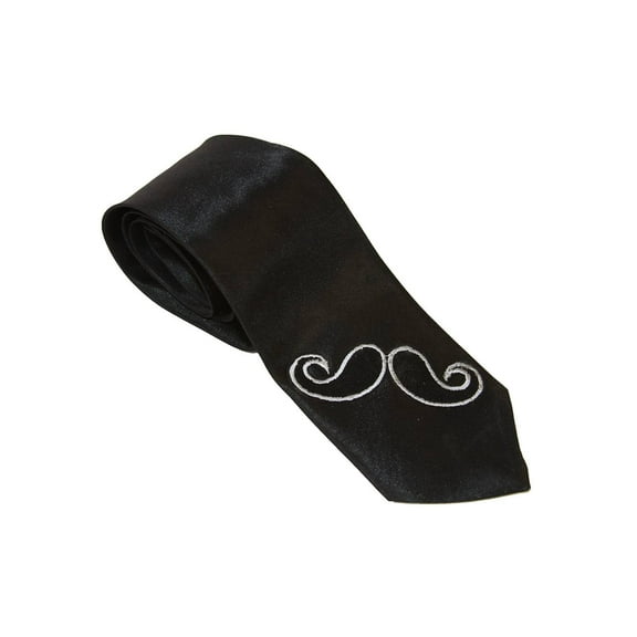 3" Black Necktie With Black Moustache
