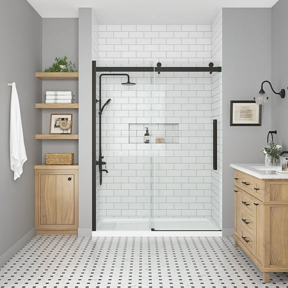 OVE Decors Bel Soft-Close Oil-Rubbed Bronze 60" Frameless Sliding Soft Close Shower Door