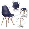 thumbnail image 2 of Elon Series Black Plastic Chair with Wooden Legs, 2 of 9