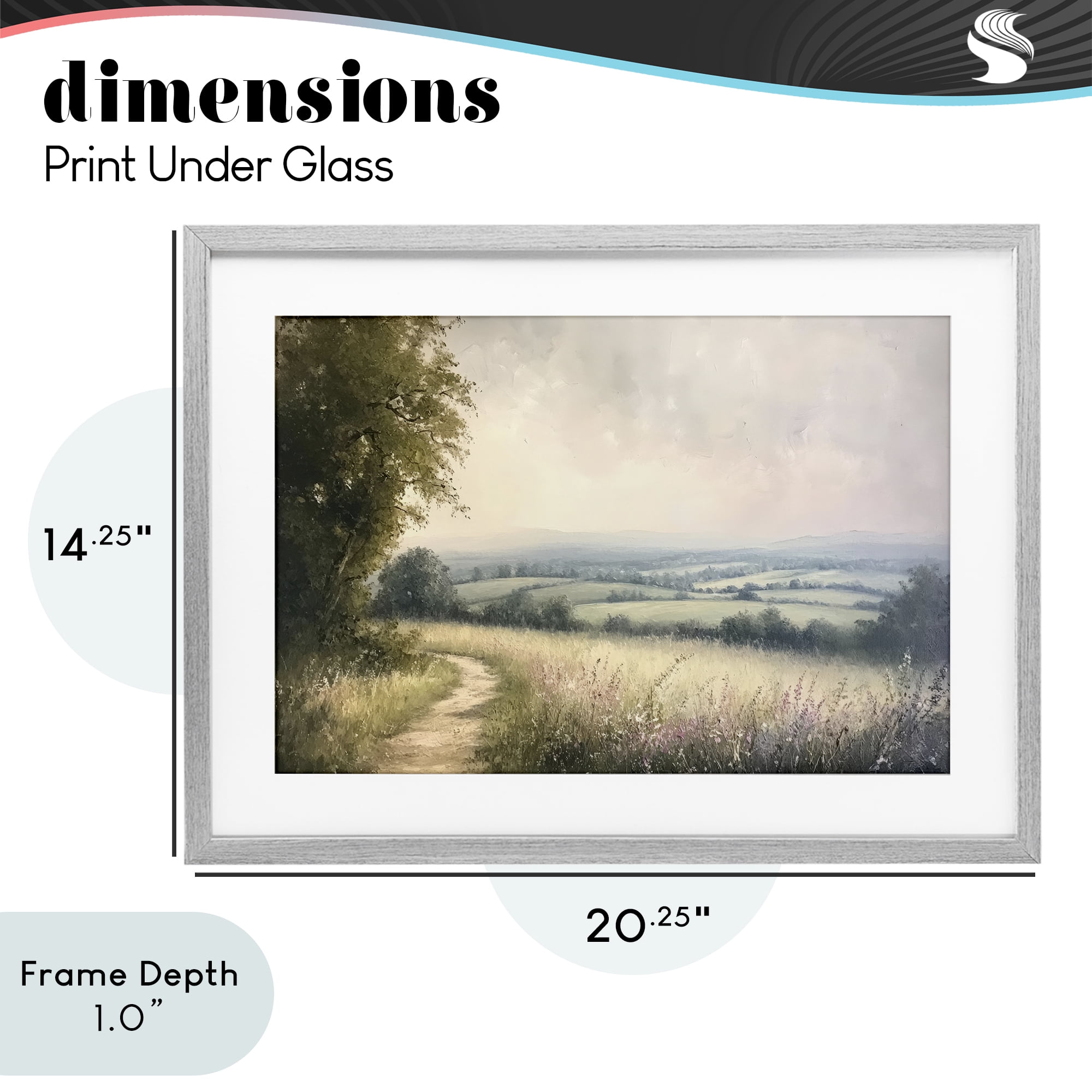 Stupell Industries Rolling Farmlands in Distance Gray Framed Print Under Glass, design by Petal Prints Design