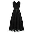 thumbnail image 5 of Miutii Kids Girls Shiny Rhinestones Birthday Party Dress Sleeveless V Neck Wedding Bridesmaid Dress Black 6, 5 of 9