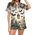 thumbnail image 2 of SAKMAL Soft Pajama Set for Women Halloween Bat Print Young Womens 2PC Short Sleeve Top & Shorts Casual Loungewear Set,XL, 2 of 8