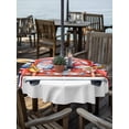 thumbnail image 2 of Outdoor Tablecloth with Umbrella Hole for Patio/Picnic/Party/Camping, Thin Blue Red Striped Waterproof Table Cloth Round Cover Washable, Patriotic Gnomes 4th of July Truck (Dia 54"), 2 of 9