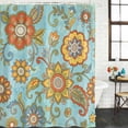 thumbnail image 2 of Turquoise Boho Floral Shower Curtain, Waterproof Shower Curtains for Bathroom, Vintage Abstract Art Ethnic Flowers Washable Fabric Bathtub Curtain Set Bath Decor with 12 Hooks Stall 36"x72", 2 of 8