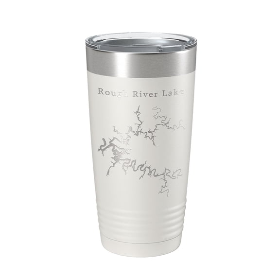 Rough River Lake Map Tumbler Travel Mug Insulated Laser Engraved Coffee Cup Kentucky 20 oz White