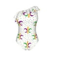 thumbnail image 4 of Yiaed Mardi Gras Carnival1 Print Women One Piece Swimsuits Tummy Control One Shoulder Bathing Suits Pattern Ruffle Swimwear-XX-Large, 4 of 8