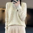 thumbnail image 3 of Lightweight Sweaters For Women Casual Solid Color Loose Base Knitted Long Sleeves Crew Neck Winter Outfits Beige Fall Clothes Tunic Tops (M), 3 of 4
