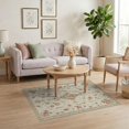 thumbnail image 3 of ODIKA Beige Vintage Farmhouse Botanical Scroll Border Pile Playroom Stain Resistant Low Profile for Dorm Room, Small Living Apartment, 3 of 7