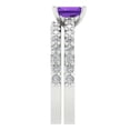 thumbnail image 3 of 1.16 ct Brilliant Emerald Cut Natural Amethyst 14k White Gold Solitaire with Accents Engagement Bridal Wedding Ring Band Set size 5, 3 of 7