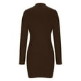 thumbnail image 3 of yillto Women's Mock Neck Ribbed Dress Long Sleeve Slim Mini Dresses Fall Trendy Stretchy Outfits, 3 of 6