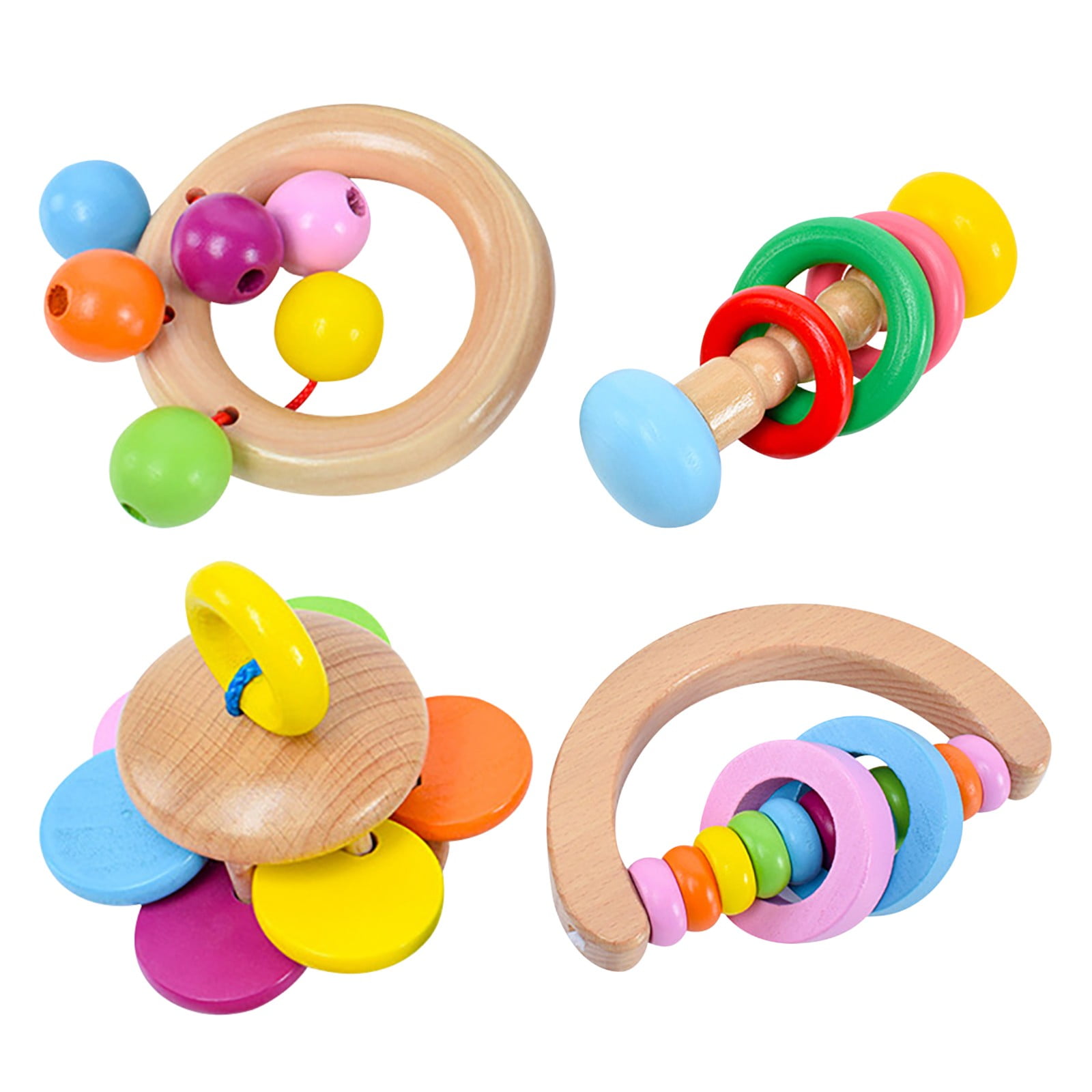 3 Pieces Baby Rattle Kids Multi-Sensory Handbell Clutching Toy Birthday Gift 