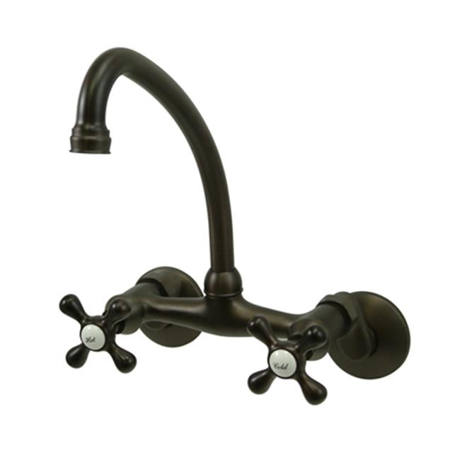 Kingston Brass Ks214orb Double Handle Wall Mount Kitchen Faucet
