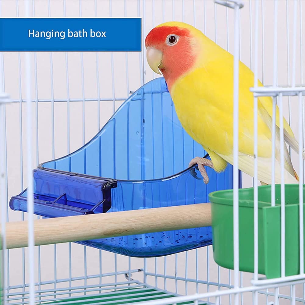 Kselythan Bird Bath Tub,Transparent Hanging Birdbath Toy Parakeet Caged Bathing Tubs Parrot Bath Tub Water Shower Food Feeder Holder Tray Bird Bath for  Small Birds Parrots Cockatiel Budgies