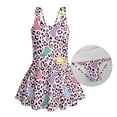 thumbnail image 4 of Binienty Easter Bunny Girls One-Piece Bathing Suit Size 6-7 Leopard Print Swimdress Swimsuit for Girls Quick Dry Cross Back Swimwear Activewear Dancing, 4 of 7