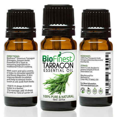 Biofinest Tarragon (Estragon) Essential Oil - 100% Pure Organic Therapeutic Grade - Best for Aromatherapy, Immune System, Ease Stress Headache Digestion PMS Pain Stretch Marks - FREE E-Book (Best Treatment For Stress Headaches)