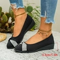 thumbnail image 4 of Busydd Womens Dress Shoes Comfortable Wedge Heel Slip on Shoes Women Casual Fashion Solid Color Round Toe Shoes for Women 7.5, 4 of 9