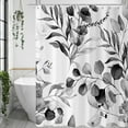 thumbnail image 2 of Black Eucalyptus Leaf Shower Curtain, Black Botanical Watercolor Plants Bathroom Curtain Bathtub Home Decor Waterproof Fabric Machine Washable with 12 PCS Hooks,72" Wx72 L, 2 of 6