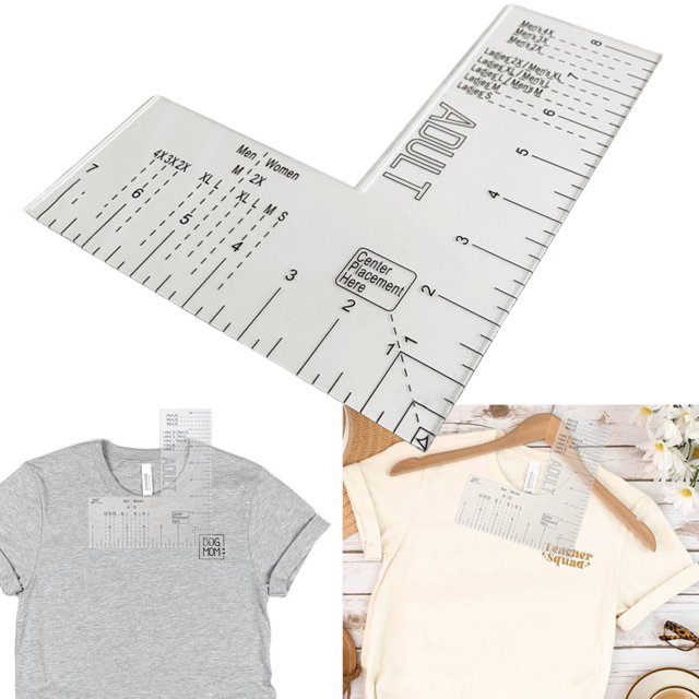 YAOMOBB Acrylic T-Shirt Ruler Heat Press Acrylic T shirt Ruler Adult Size Precise Scale Clothes Measuring Tool Left Chest Logo Placement