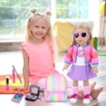 thumbnail image 6 of ECORELF American 18 Inch Doll Clothes and Makeup Accessories Set - Rainbow Backpack  & Beauty Accessories for Pretend Play, 6 of 7