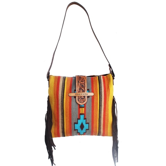 Women's Handwoven Wool Rodeo Cowgirl Shoulder Bag Purse Orange 27FK28