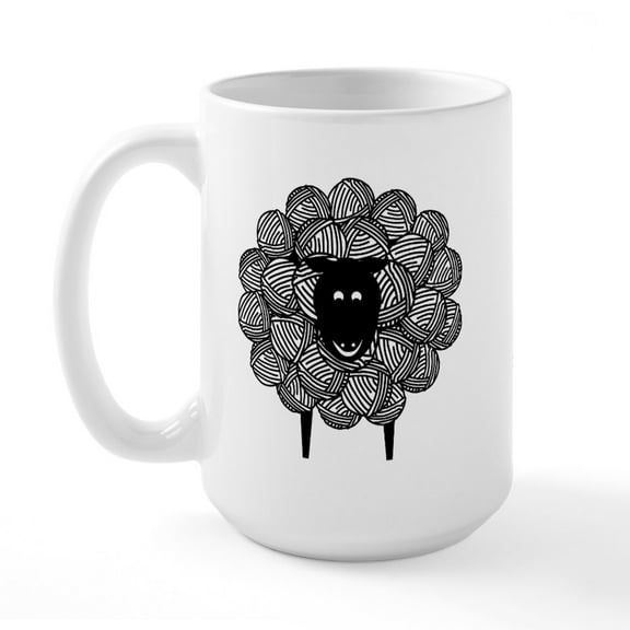 CafePress - Yarny Sheep Large Mug - 15 oz Ceramic Large White Novelty Mug