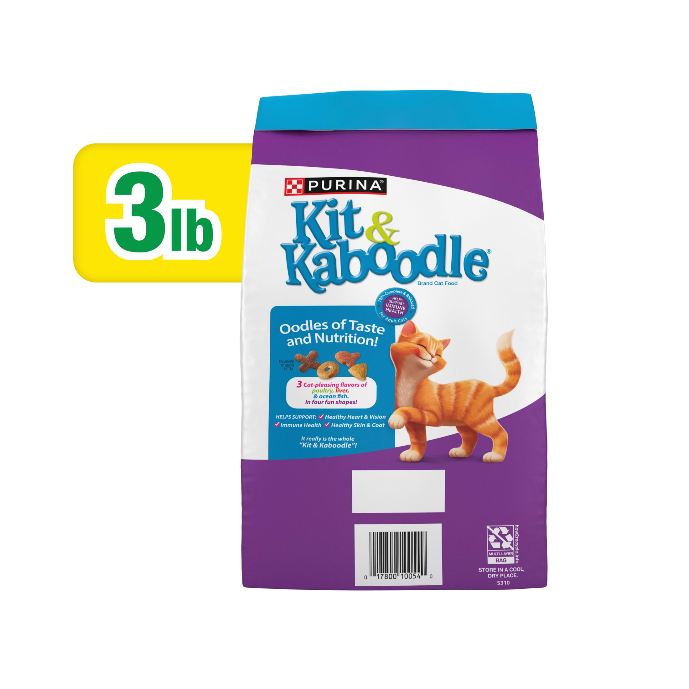 (2 pack) Purina Kit and Kaboodle Dry Cat Food Original Poultry, Liver and Ocean Fish Flavors, 3 lb. Bag