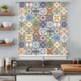 thumbnail image 5 of Vintage Mediterranean Sheer Curtains 45 Inches Long, Blue and Yellow Tiles Texture Light Filering Curtains, Breathable Simi Curtain Privacy Drapes for Kitchen Bathroom Small Window Treatment, 5 of 9