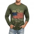 thumbnail image 6 of 250 Anniversary Sporty Long Sleeve T Shirt Athletic Fit Crew Neck 250Th Graphic Tees Men Army Green L, 6 of 6
