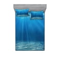 thumbnail image 2 of Ambesonne Ocean Fitted Sheet & Pillow Sham Set, Underwater Wilderness, Twin, Blue Turquoise, 2 of 3