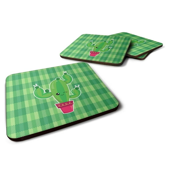 Cactus Plaid Foam Coaster Set of 4