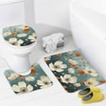 thumbnail image 4 of Faty-T Vintage Floral Print Aqua Blue And Orange Flowers Shower Curtain Sets with Rugs 4 Piece Shower Curtain And Rugs Shower Curtain Set Vivid Spring Floral Waterproof Shower Curtain, 4 of 14